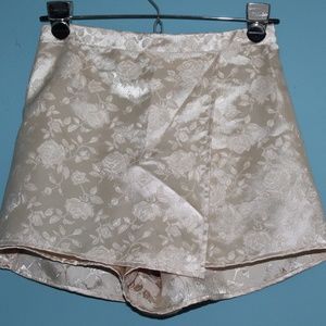 Cream Satin Rose Print Skort